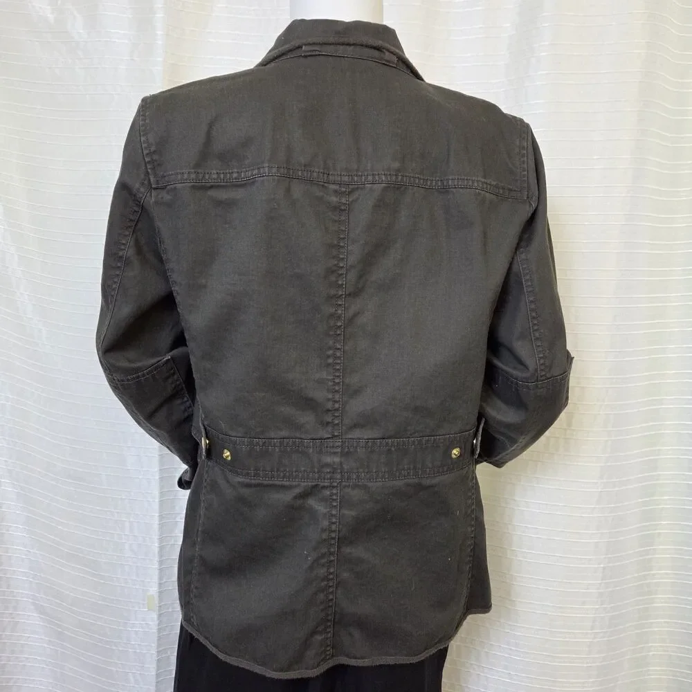 J. Crew Relaxed Boyfriend Field Jacket Lt Resin Coated Womens S Moss 27584